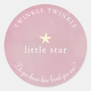 Sticker Rond Twinkle Little Star Baby shower rose