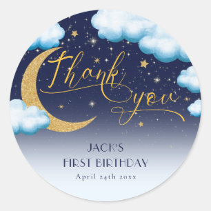 Sticker Rond Twinkle Little Star Boy Premier anniversaire Merci