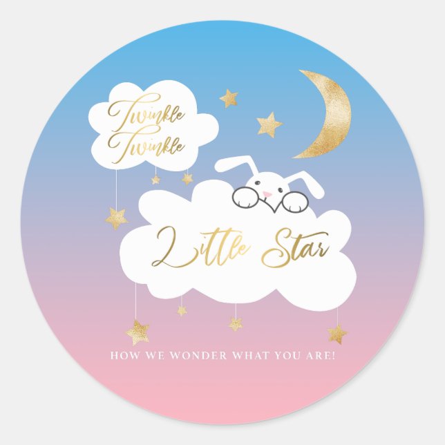 Sticker Rond Twinkle Little Star Bunny Genre Révéler Faveur (Devant)