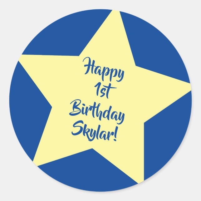 Sticker Rond Twinkle Little Star Cute 1er Anniversaire Thème de (Devant)