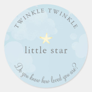 Sticker Rond Twinkle Little Star Sky Baby shower bleu