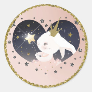 Sticker Rond Twinkle petit lapin étoile Baby shower de pêche de