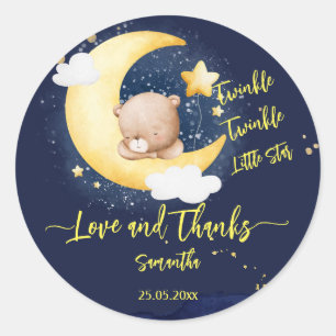 Sticker Rond Twinkle scintille petit baby shower étoile en pelu