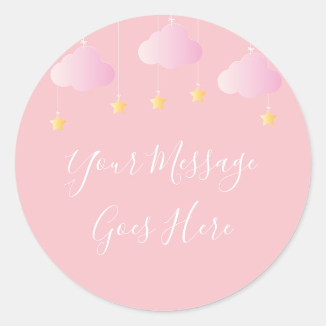 Sticker Rond Twinkle scintiller petit baby shower étoile rose (Devant)