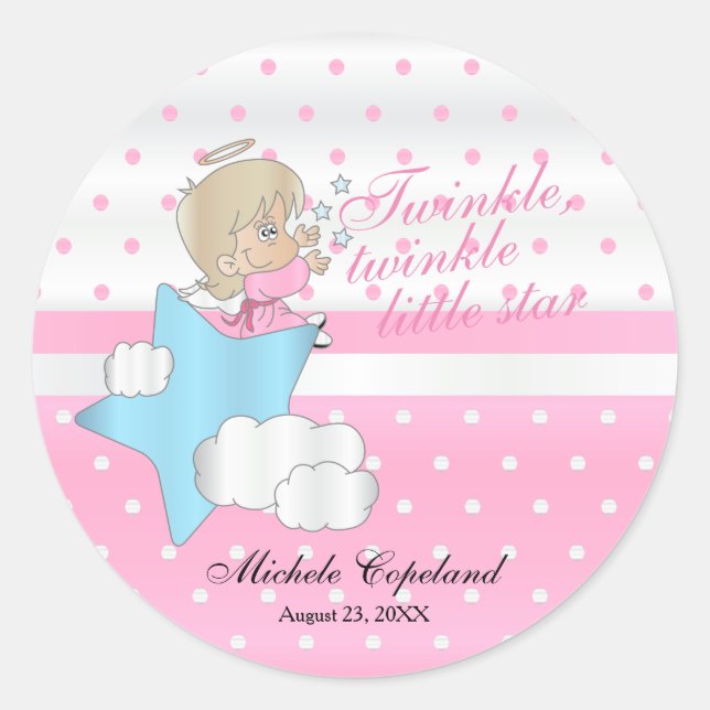 Sticker Rond Twinkle, Twinkle Little Star - Baby Girl (Devant)