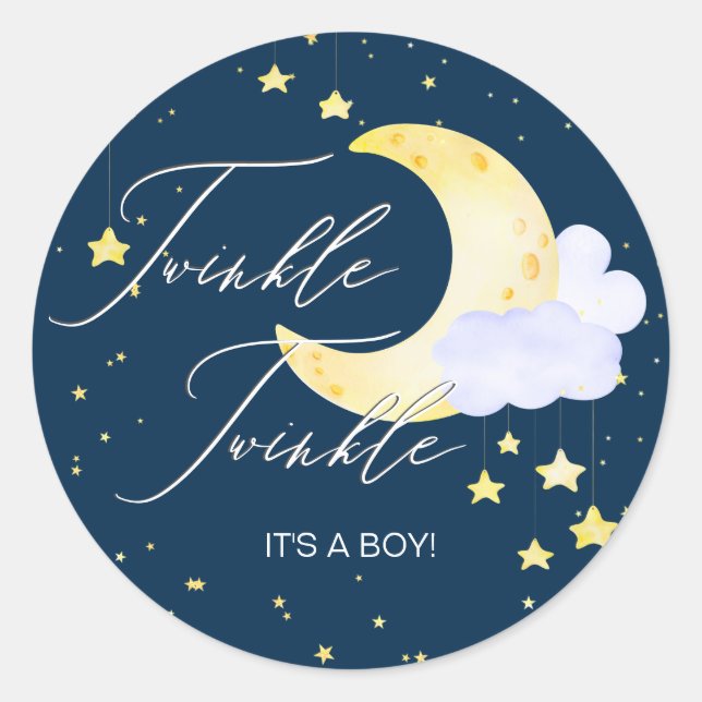 Sticker Rond Twinkle Twinkle Little Star Baby shower garçon ros (Devant)