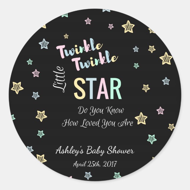 Sticker Rond Twinkle Twinkle Little Star - Noir, Révélation de  (Devant)