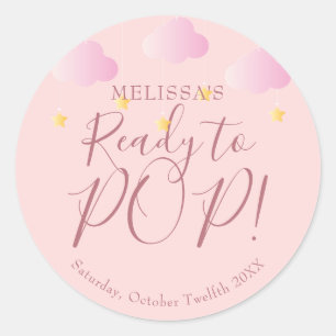 Sticker Rond Twinkle Twinkle Prêt à éclater Baby Shower Rose