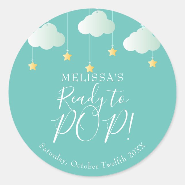 Sticker Rond Twinkle Twinkle Ready To POP Baby shower (Devant)