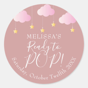 Sticker Rond Twinkle Twinkle Ready To POP Baby shower Rose