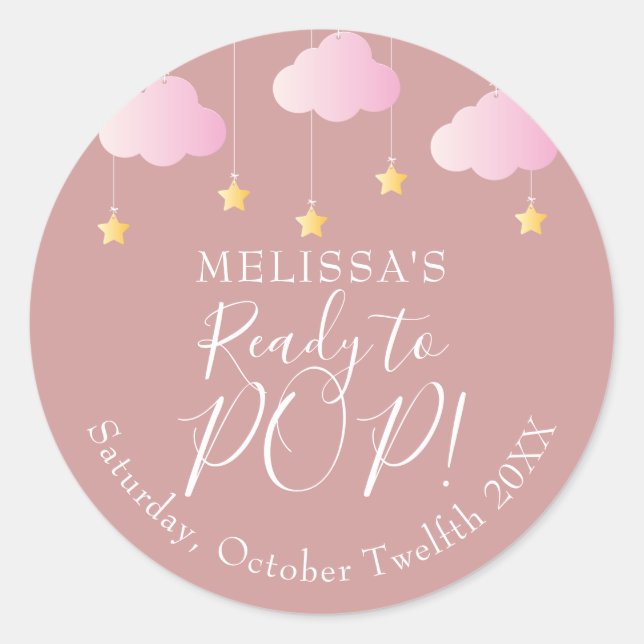 Sticker Rond Twinkle Twinkle Ready To POP Baby shower Rose (Devant)