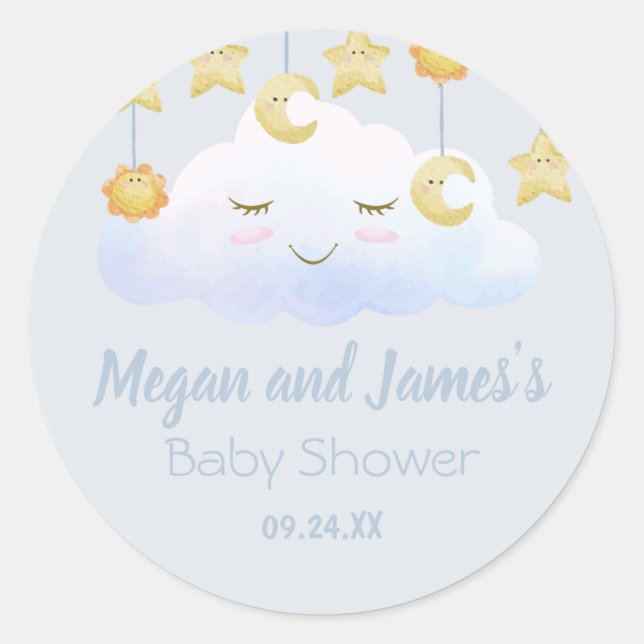 Sticker Rond Twinkle Twinkle Stars Sprinkle Cloud Baby shower (Devant)