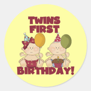 Sticker Rond Twins 1er Anniversaire T-shirts et cadeaux garçon/