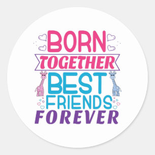Sticker Rond Twins Best Friends Forever - Garçon et fille