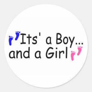 Sticker Rond Twins His A Boy and A Girl