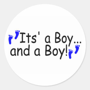 Sticker Rond Twins It a Boy and a Boy