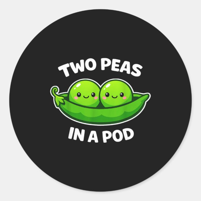 Sticker Rond Two Peas In A D Cute Kawaii Funny  (Devant)
