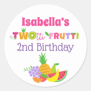 Sticker Rond TWOtti Frutti 2e anniversaire Fête Favoriser les
