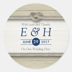 Sticker Rond Tying The Knot Rustic Beach Wedding Favor