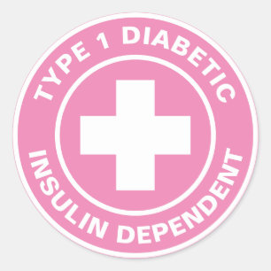 Sticker Rond Type 1 Diabète dépendant de l'insuline Diabète Méd