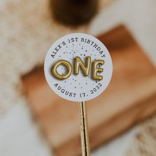 Sticker Rond Type de ballon   Première fête d'anniversaire