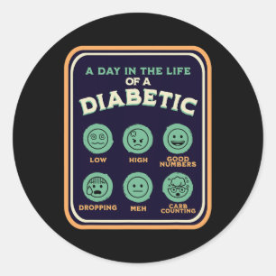 Sticker Rond Type Un Diabète Par Jour Comme Diabétique Fun T1D 