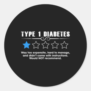 Sticker Rond Type Un Diabète Une étoile Cote T1D Sensibilisatio