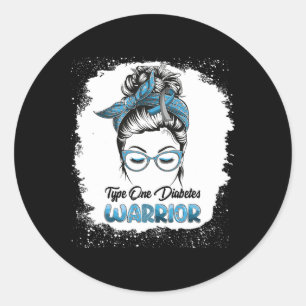 Sticker Rond Type Un guerrier du diabète Bleached Messy Bun Bel