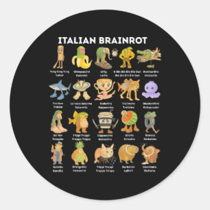 Sticker Rond Types de personnage de mème de cerveau italien des