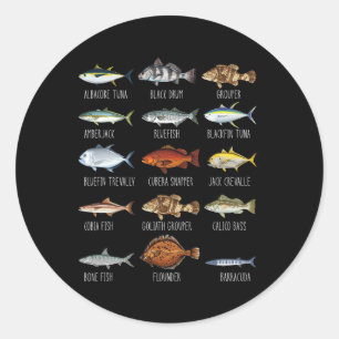 Sticker Rond Types D'Espèces De Poissons D'Eau Salée Biologie P