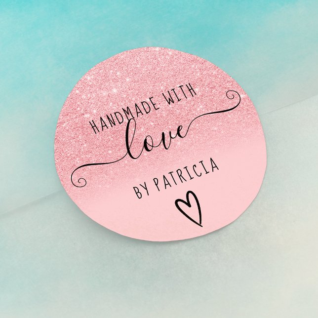 Sticker Rond Typographie d'amour artisanale parties scintillant (Créateur téléchargé)