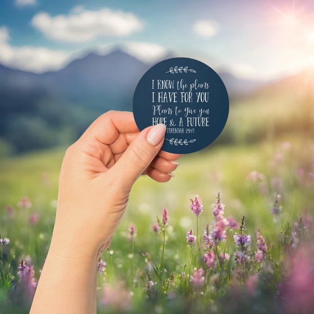 Sticker Rond Typographie de couplet de la Bible chrétienne rust (Rustic Christian Bible Verse Typography Classic Round Sticker)