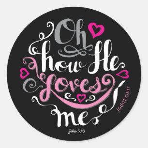 Sticker Rond Typographie de la Saint Valentin rose