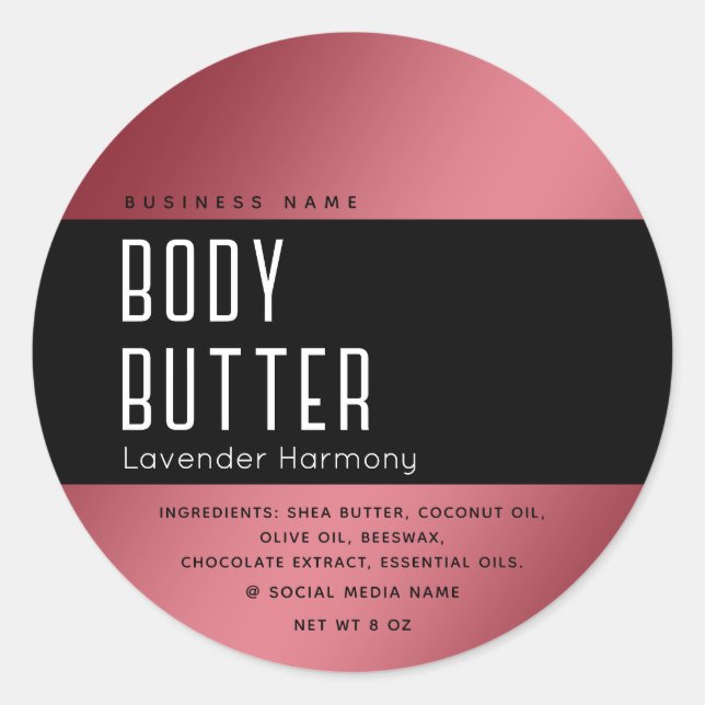 Sticker Rond Typographie de luxe moderne simple noir (Devant)