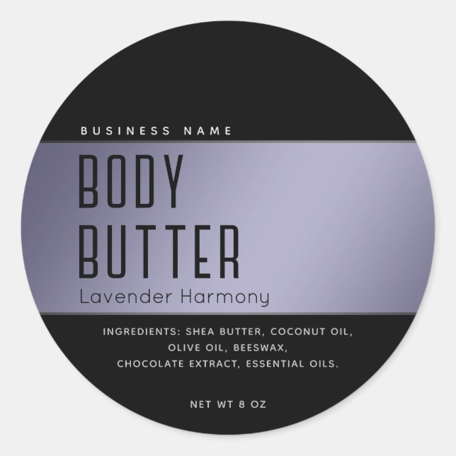 Sticker Rond Typographie de luxe moderne simple noir classique  (Devant)