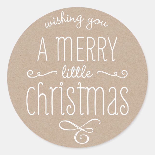 Sticker Rond TYPOGRAPHIE DE NOËL BLANC tendance kraft mignon (Devant)