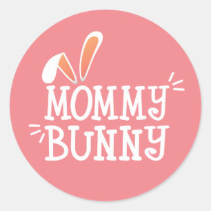 Sticker Rond Typographie de Pâques de lapin de maman simple   S
