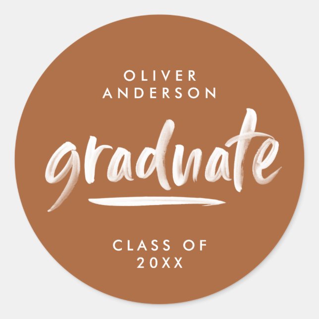 Sticker Rond Typographie de script moderne graduation en terre  (Devant)