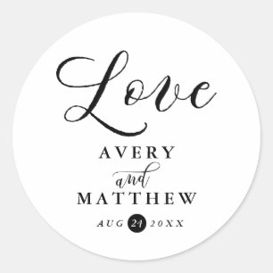 Sticker Rond Typographie de script simple Aimer Favor