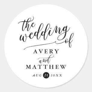 Sticker Rond Typographie de script simple MARIAGE