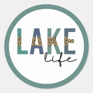 Sticker Rond Typographie d'impression de Lake Life Cheetah
