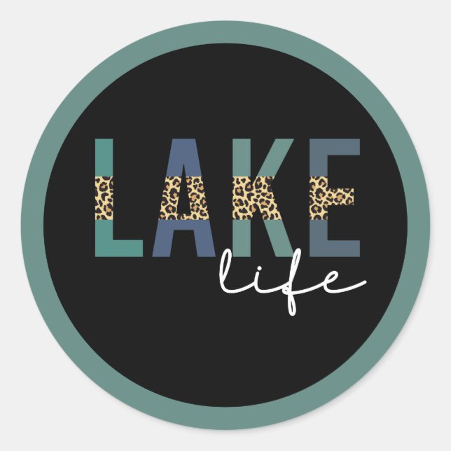 Sticker Rond Typographie d'impression de Lake Life Cheetah (Devant)