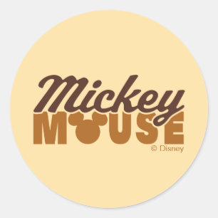 Sticker Rond Typographie du nom de l'icône Mickey Mouse