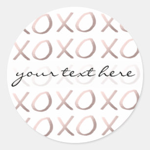 Sticker Rond typographie en or faux rose embrasse et embrasse x