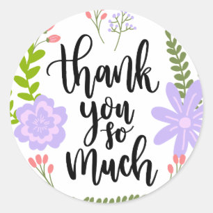 Sticker Rond Typographie florale manuscrite mignonne beaucoup