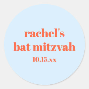 Sticker Rond Typographie Gras Personnalisée Bleu Orange Bat Mit