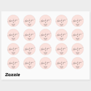 Sticker Rond Typographie Merci minimaliste Élégant rose