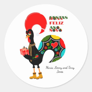 Sticker Rond Typographie minima Noël portugais Salutations