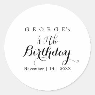 Sticker Rond Typographie minimaliste Design d'anniversaire