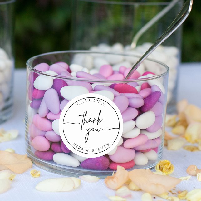 Sticker Rond Typographie moderne et minimaliste merci mariage (Créateur téléchargé)